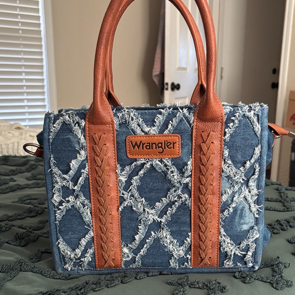Wrangler Denim and Tan Satchel